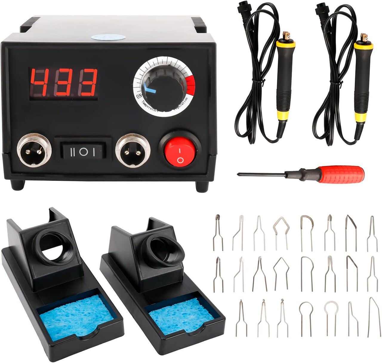 110V 60W Professional Wood Burning Kit, Pyrography Machine with 2 Woodburners for Wood Burning Pyrography with 23 Wire Nibs Tips Including Ball Tips